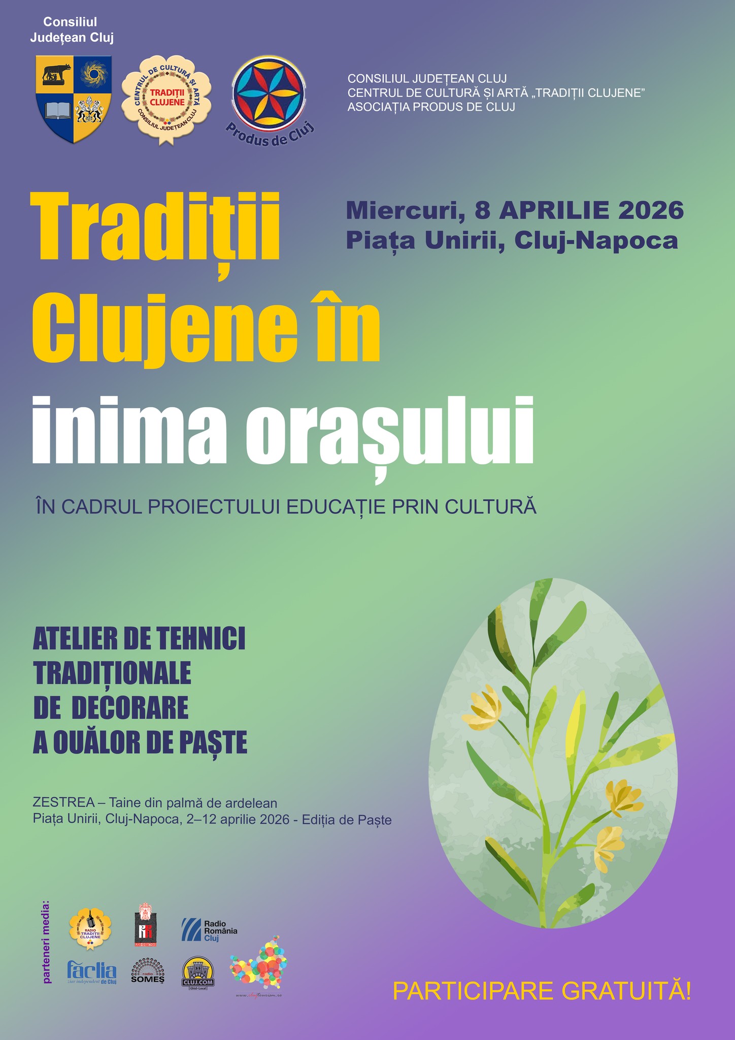 Atelier de încondeiere a ouălor de Paște, organizat în Piața Unirii din Cluj-Napoca